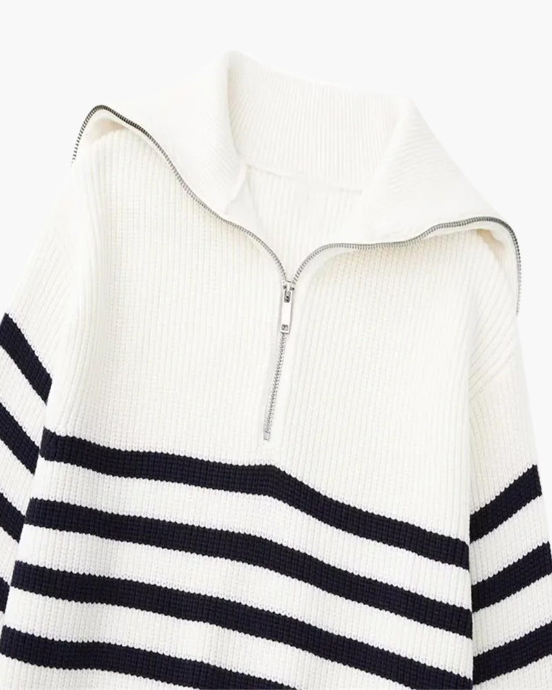 Wisemere | Striped Zip Up Sweater