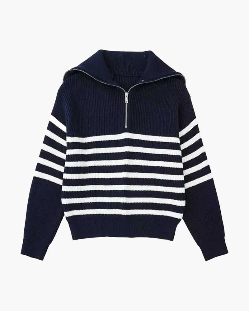 Wisemere | Striped Zip Up Sweater