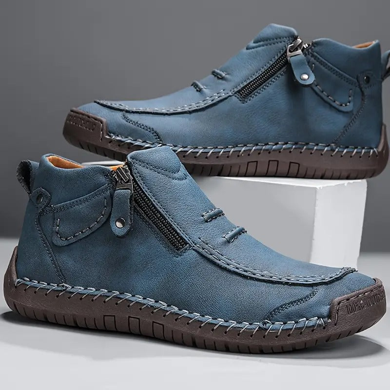 WISEMERE™ | Men's Hand-Stitched Leather Zip Boots