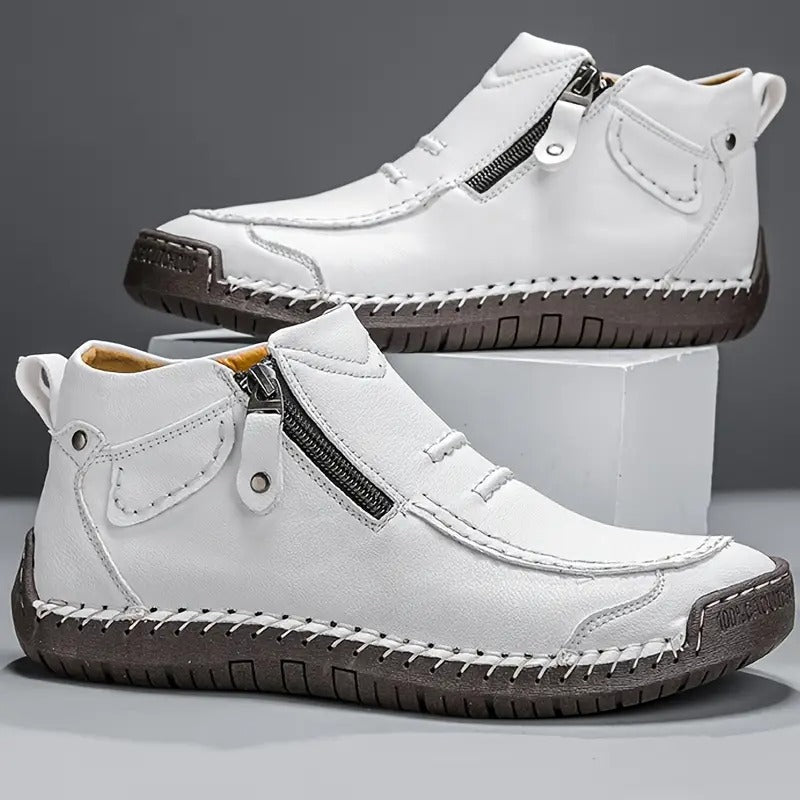 WISEMERE™ | Men's Hand-Stitched Leather Zip Boots