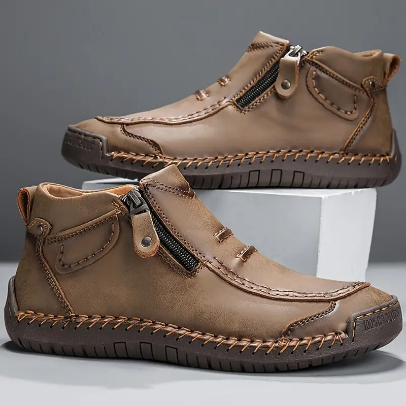 WISEMERE™ | Men's Hand-Stitched Leather Zip Boots