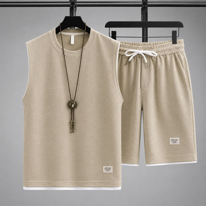WISEMERE™ | Men's Waffle Knit Sleeveless Lounge Set