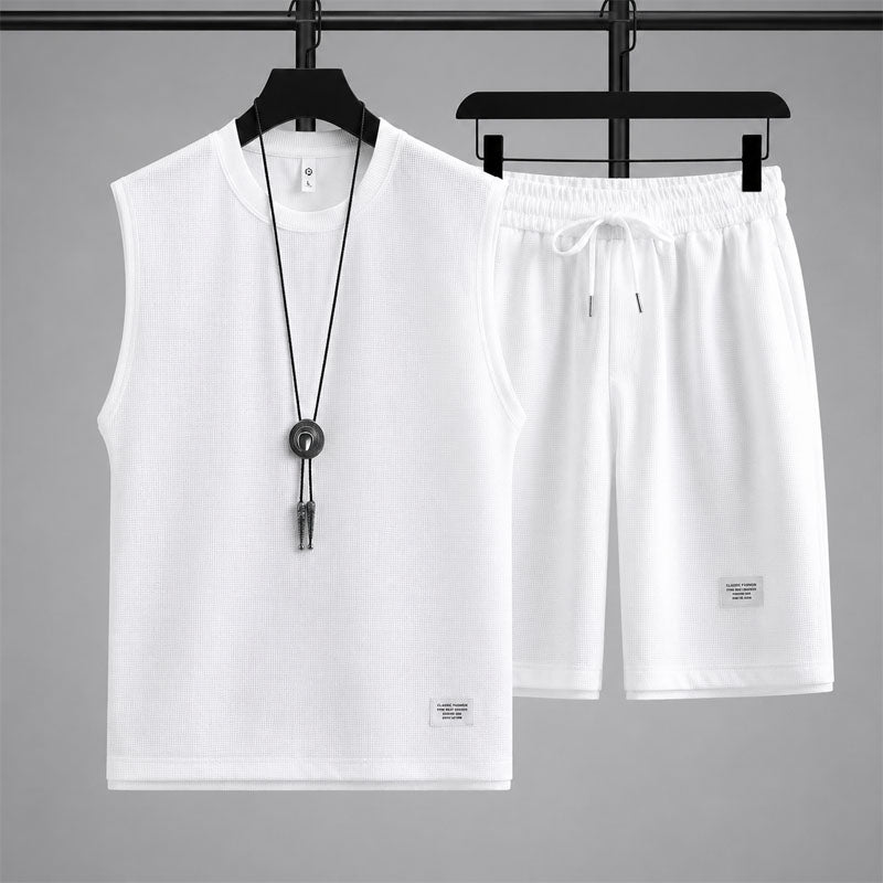 WISEMERE™ | Men's Waffle Knit Sleeveless Lounge Set