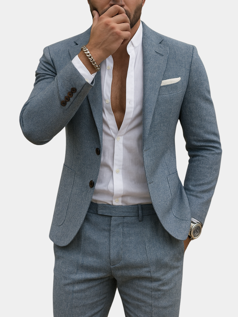 WISEMERE™ | Men's Linen-Look Slim Suit