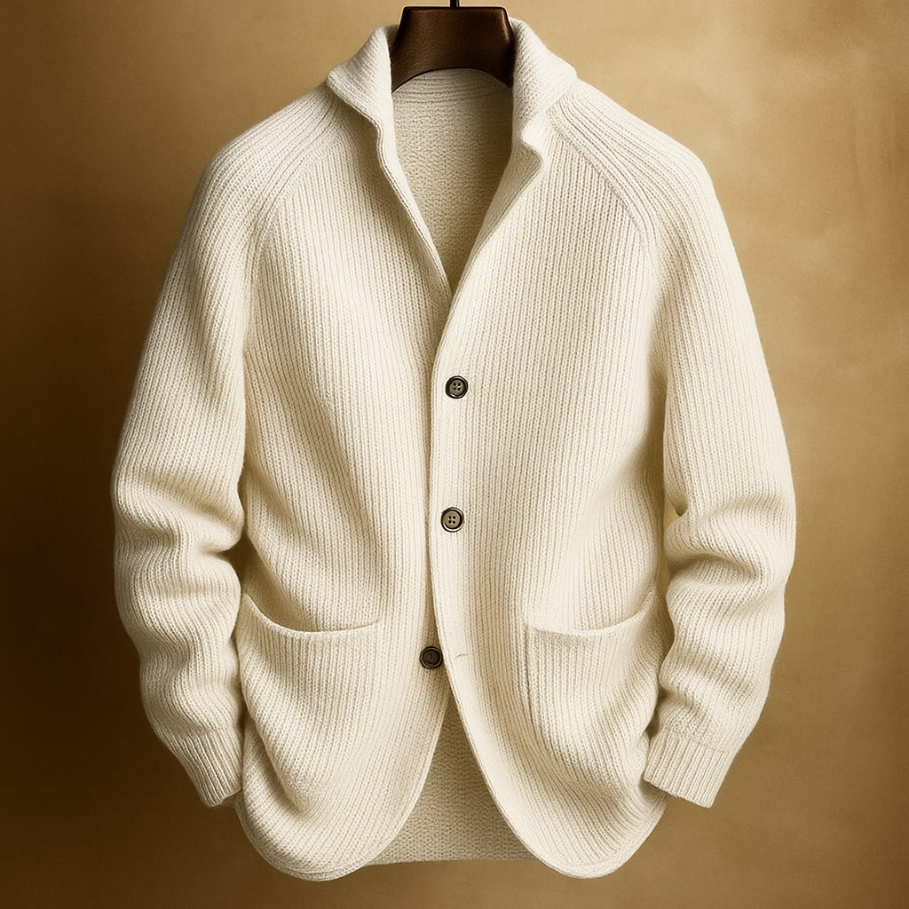 WISEMERE | RIBBED WOOL CARDIGAN FOR MEN