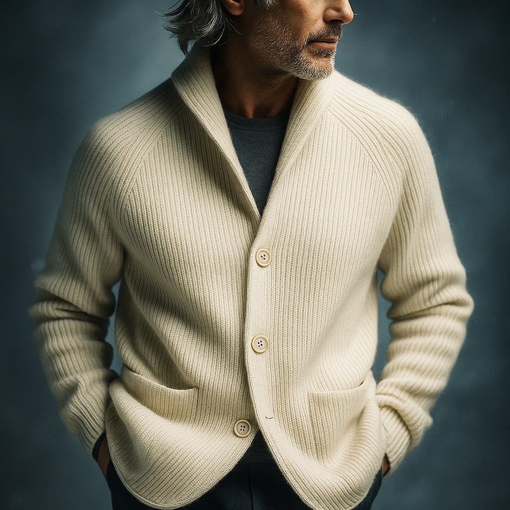 WISEMERE | RIBBED WOOL CARDIGAN FOR MEN