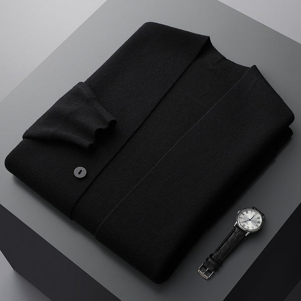 WISEMERE™ | Men's Stripe-Sleeve Button Cardigan