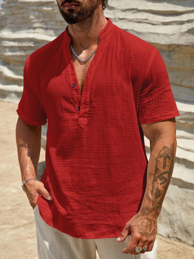 WISEMERE™ | Men's Linen V-Neck Shirt