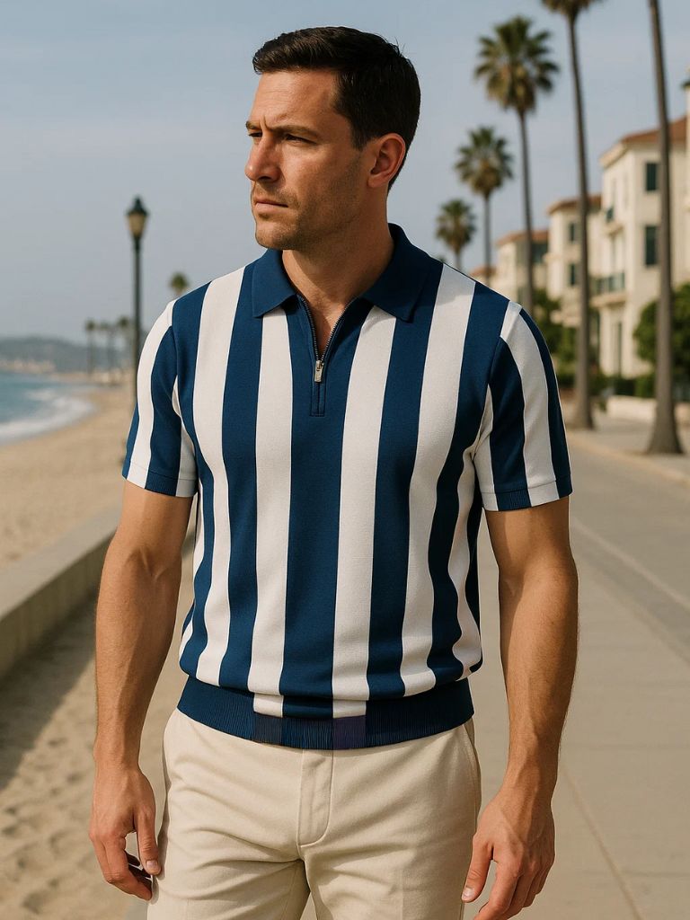 WISEMERE™ | Striped Zip Polo