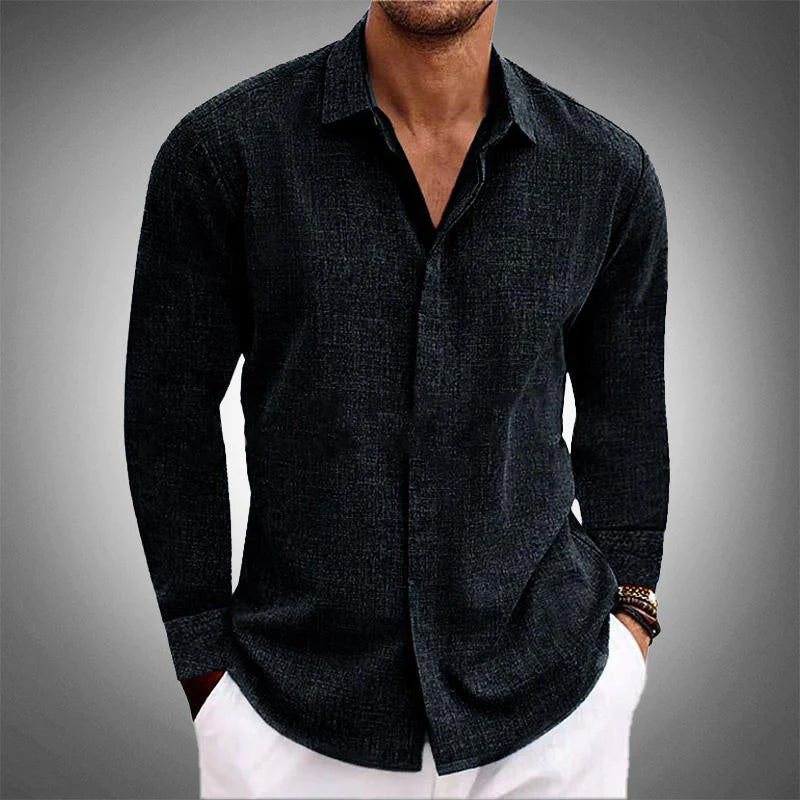 WISEMERE™ | Men's Long-Sleeve Linen Blend Shirt