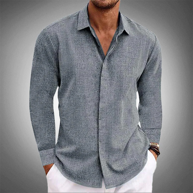 WISEMERE™ | Men's Long-Sleeve Linen Blend Shirt