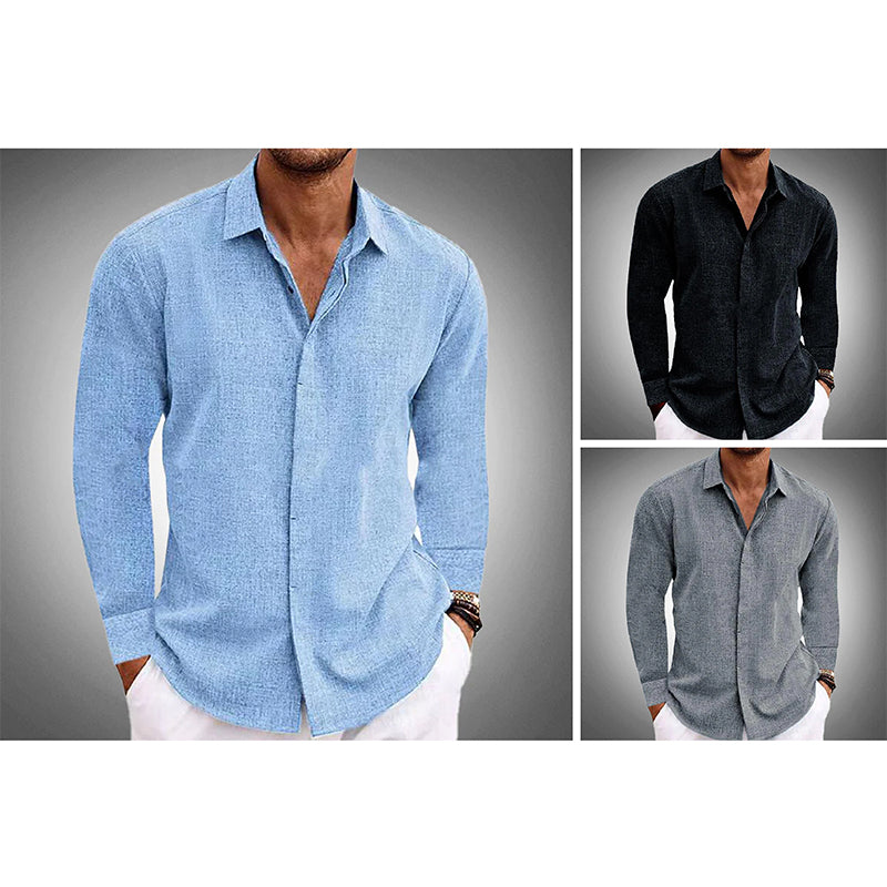 WISEMERE™ | Men's Long-Sleeve Linen Blend Shirt