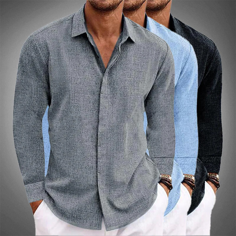 WISEMERE™ | Men's Long-Sleeve Linen Blend Shirt