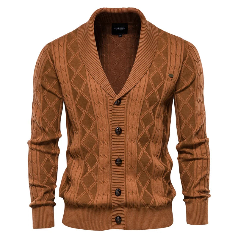 WISEMERE™ | Men's Shawl Collar Cable Knit Cardigan