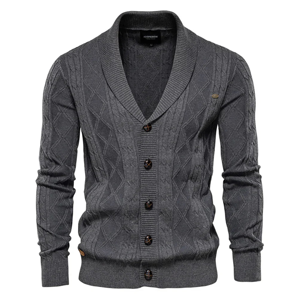 WISEMERE™ | Men's Shawl Collar Cable Knit Cardigan