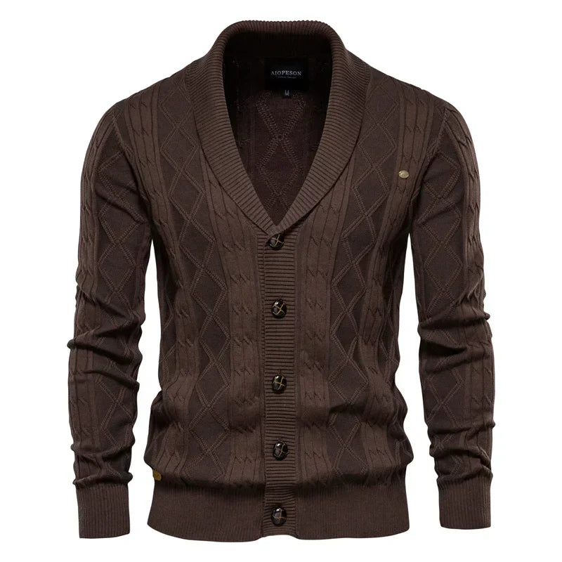 WISEMERE™ | Men's Shawl Collar Cable Knit Cardigan