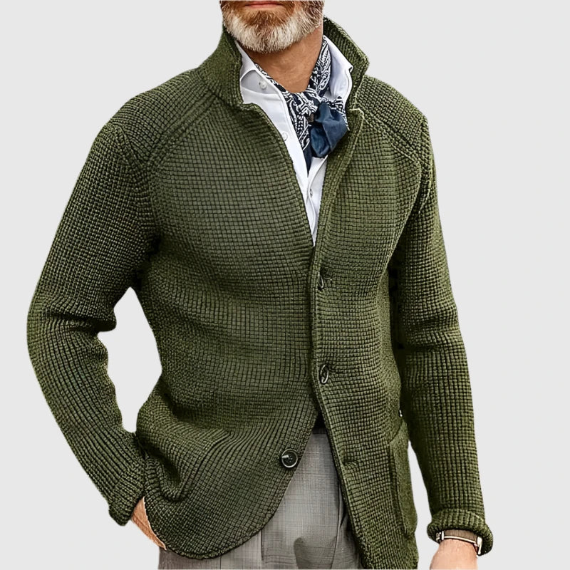 WISEMERE™ | Men's Waffle Knit Stand-Collar Cardigan