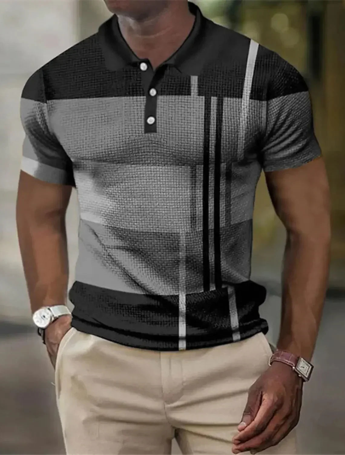 WISEMERE™ | Men's Striped Stretch Polo