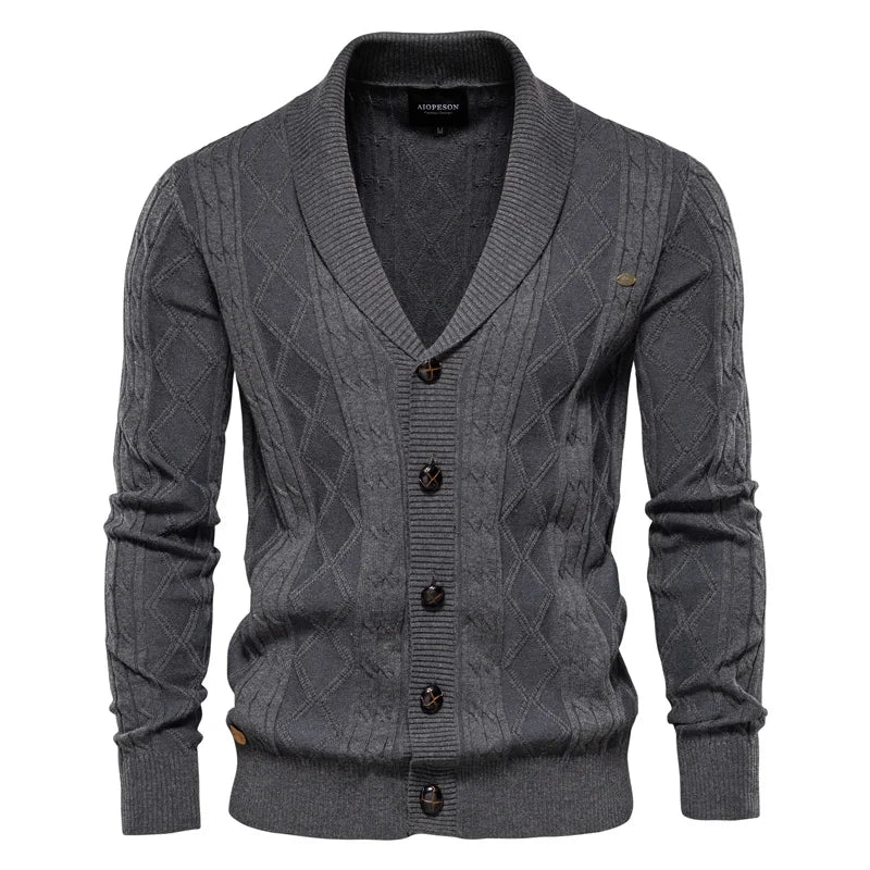 WISEMERE™ | Men's Shawl Collar Cable Knit Cardigan