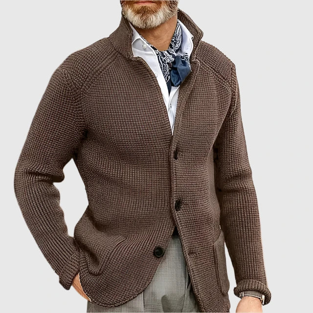 WISEMERE™ | Men's Waffle Knit Stand-Collar Cardigan