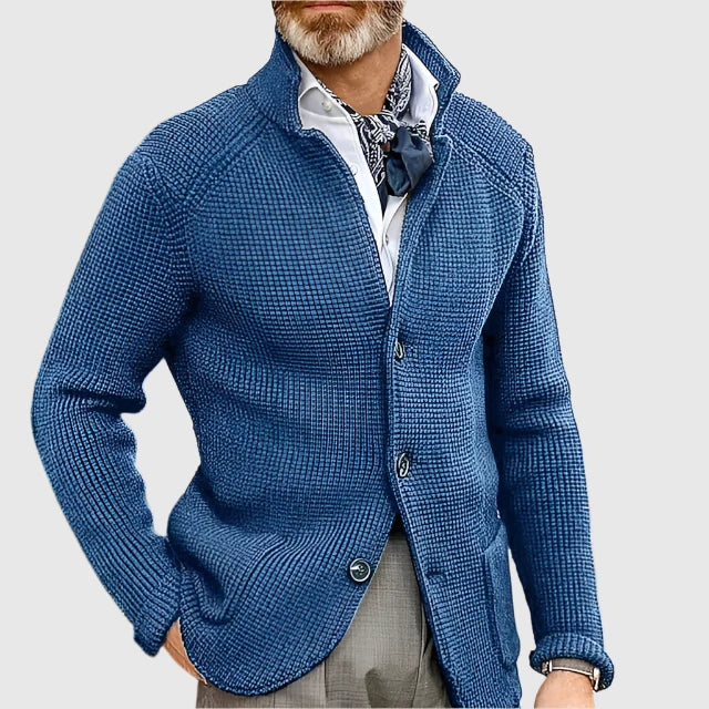 WISEMERE™ | Men's Waffle Knit Stand-Collar Cardigan