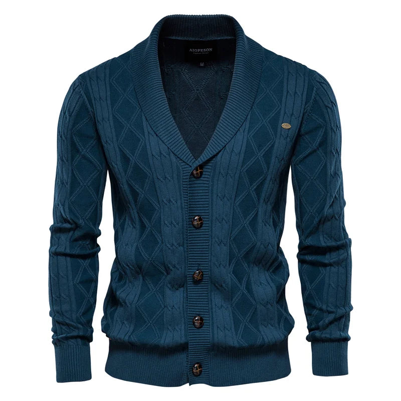 WISEMERE™ | Men's Shawl Collar Cable Knit Cardigan