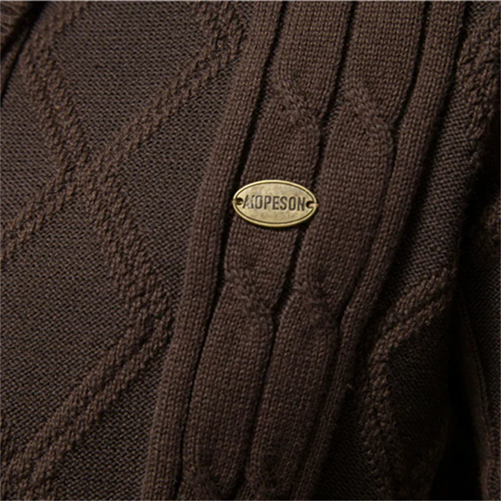 WISEMERE™ | Men's Shawl Collar Cable Knit Cardigan
