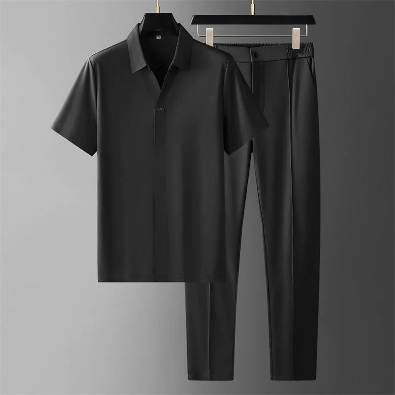 WISEMERE™ | Men's V-Neck Shirt Trousers Set