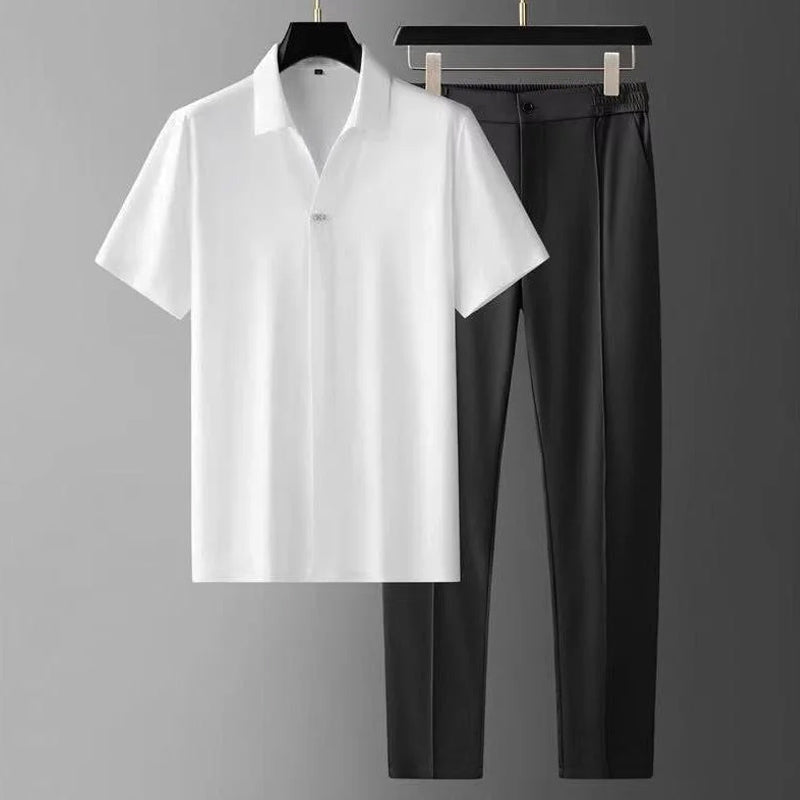 WISEMERE™ | Men's V-Neck Shirt Trousers Set