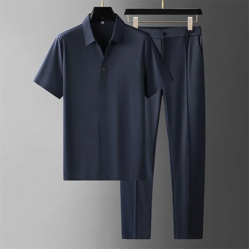 WISEMERE™ | Men's V-Neck Shirt Trousers Set