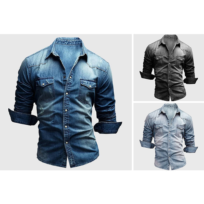WISEMERE™ | Men's Slim-Fit Denim Shirt