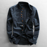 WISEMERE™ | Men's Mandarin Collar Cotton-Linen Shirt