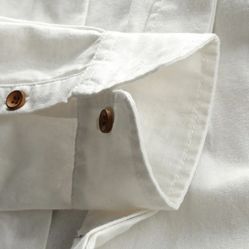 WISEMERE™ | Men's Mandarin Collar Cotton-Linen Shirt