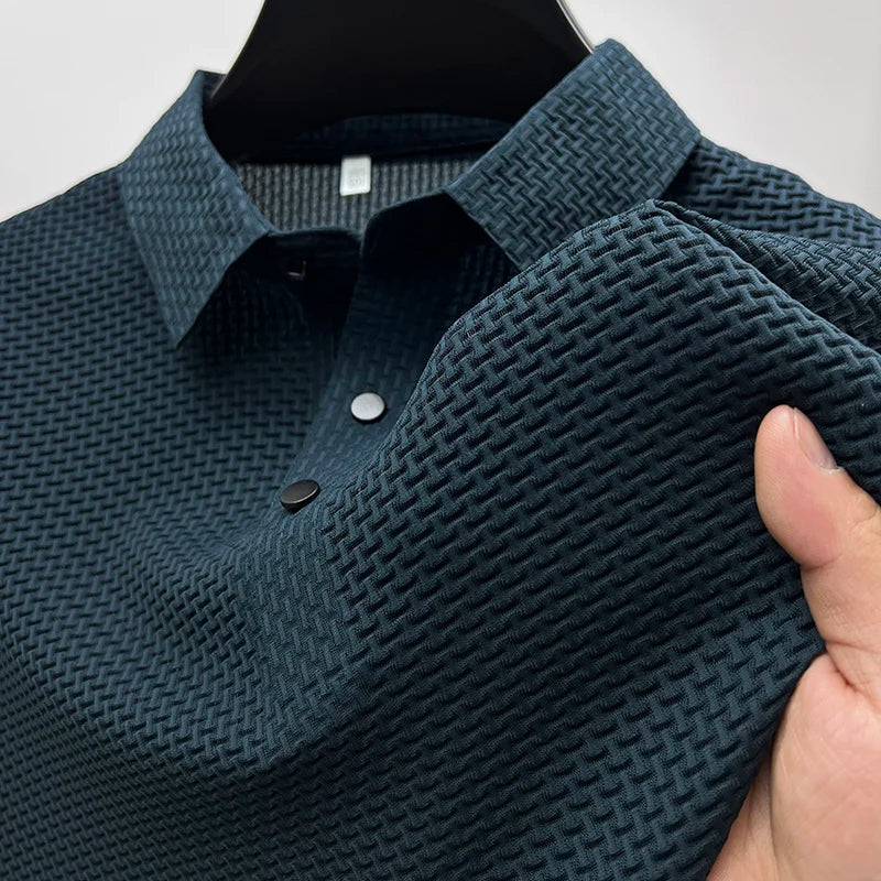 WISEMERE™ | Men's Knitted Polyester Polo Shirt
