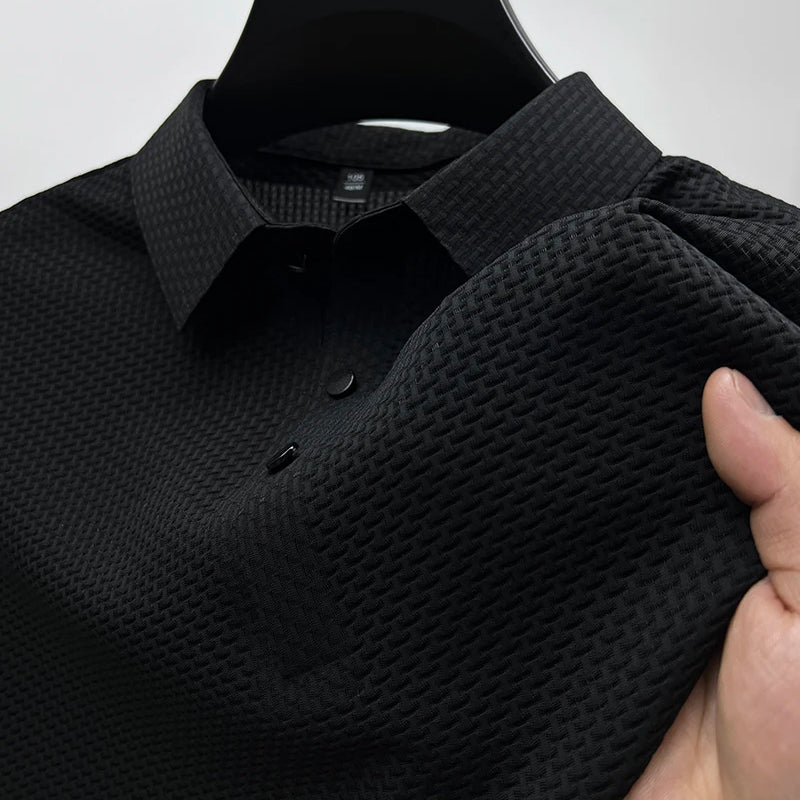 WISEMERE™ | Men's Knitted Polyester Polo Shirt