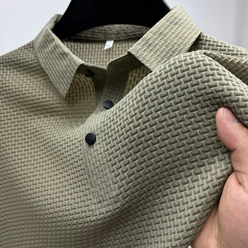 WISEMERE™ | Men's Knitted Polyester Polo Shirt