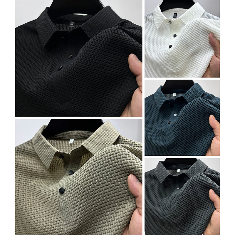 WISEMERE™ | Men's Knitted Polyester Polo Shirt