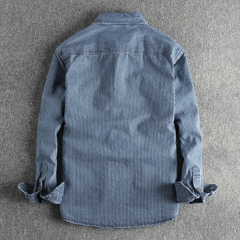WISEMERE™ | Men's Striped Denim Shirt