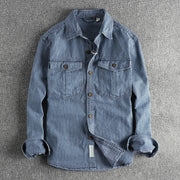 WISEMERE™ | Men's Striped Denim Shirt