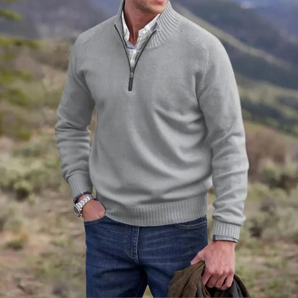 WISEMERE | ZIPPERED KNIT PULLOVER FOR MEN