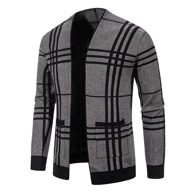 WISEMERE™ | Men's Open-Front Check Knit Cardigan