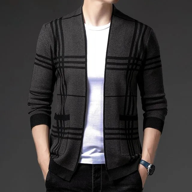WISEMERE | CHECKERED KNIT CARDIGAN FOR MEN