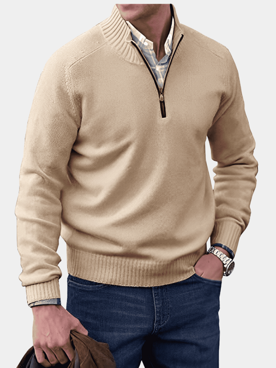 WISEMERE | ZIPPERED KNIT PULLOVER FOR MEN