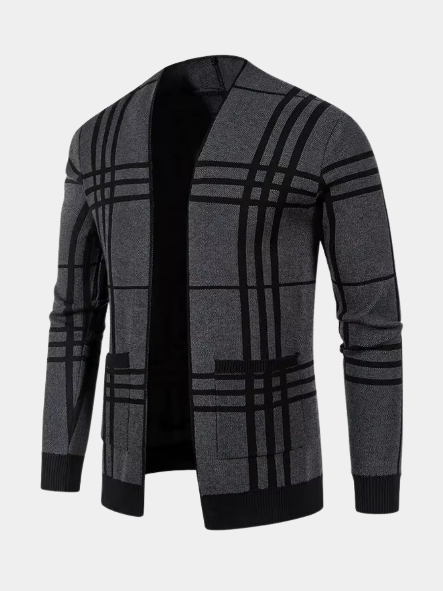 WISEMERE™ | Men's Open-Front Check Knit Cardigan