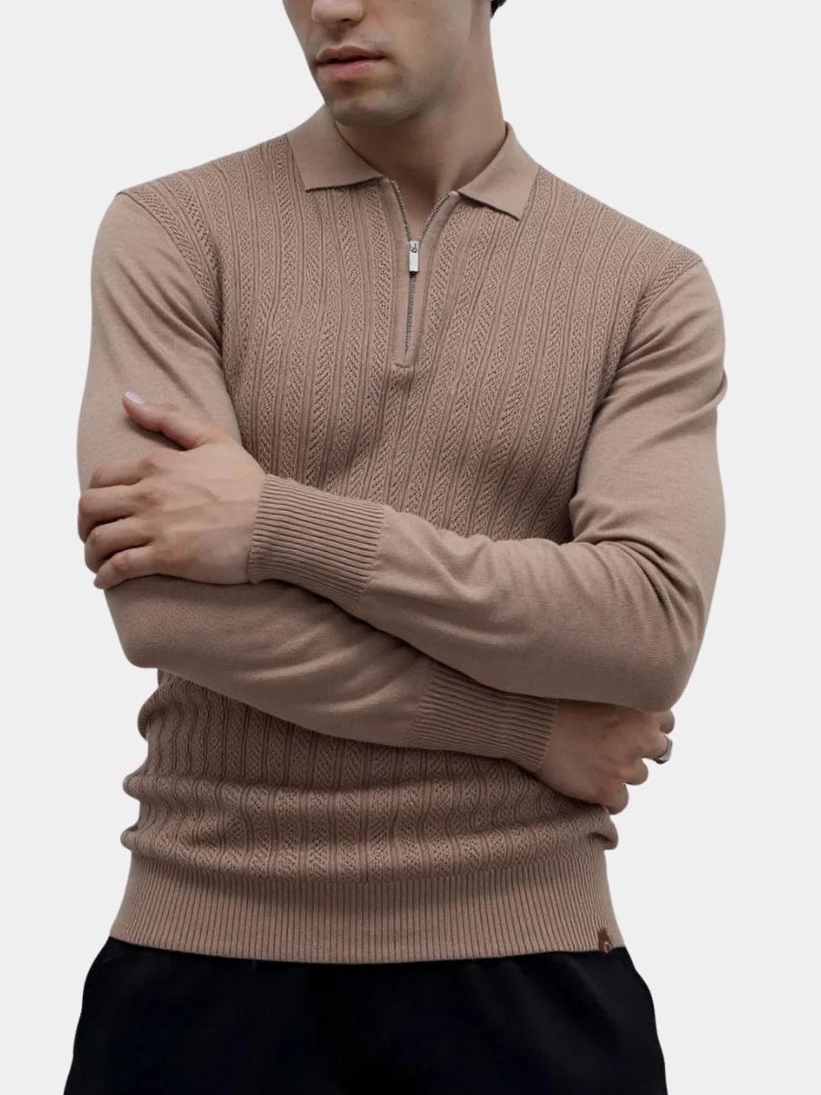 AVANOAH | TEXTURED ZIPPER POLO FOR MEN