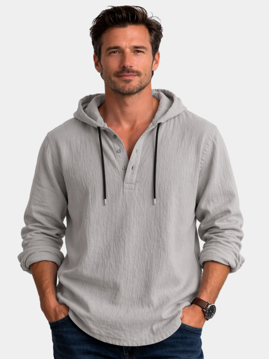 WISEMERE™ | Men's Hooded Henley Shirt