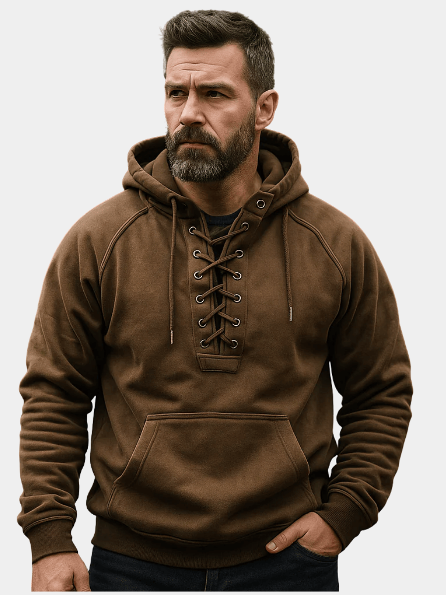 WISEMERE | HOODED SWEATSHIRT WITH LACES FOR MEN