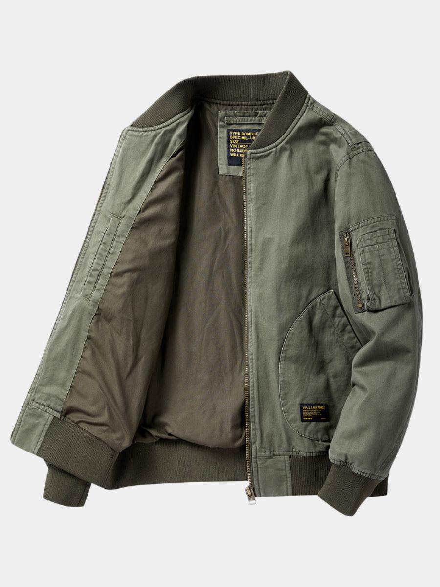 WISEMERE™ | Men's Ribbed-Trim Bomber Jacket