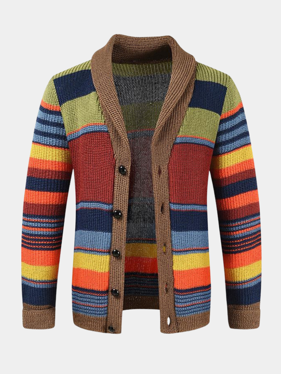 WISEMERE™ | Men's Striped Shawl Collar Cardigan