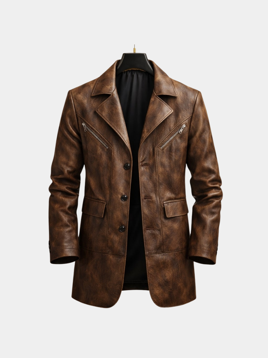 WISEMERE™ | Men's Structured Leather Panel Coat